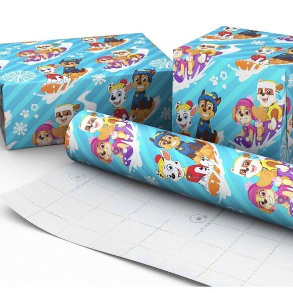 Hallmark Wrapping Christmas Paper Paw Patrol Chase and Friends Sledding Holiday - Picture 3 of 4
